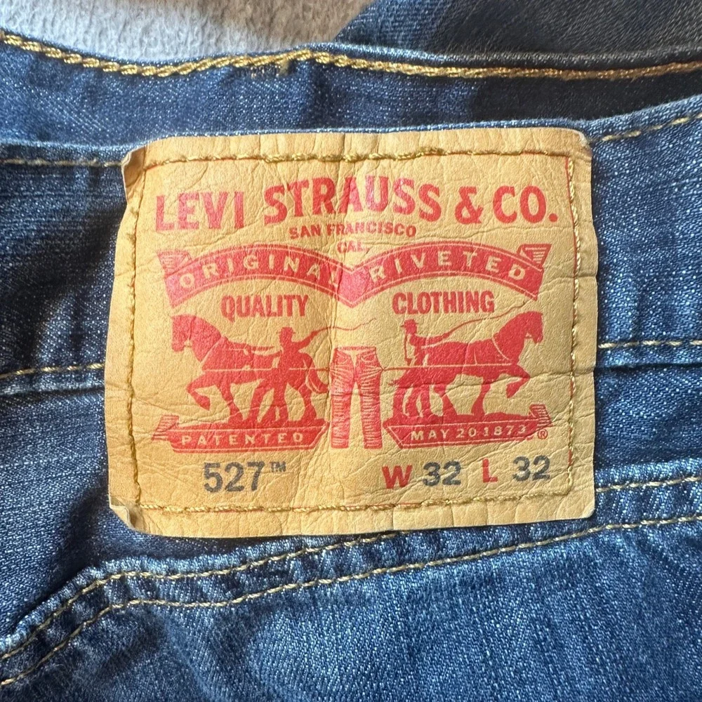 Levi's 527 Jeans Mens 32x32 Blue Slim Bootcut Dark Wash Denim Pants Western